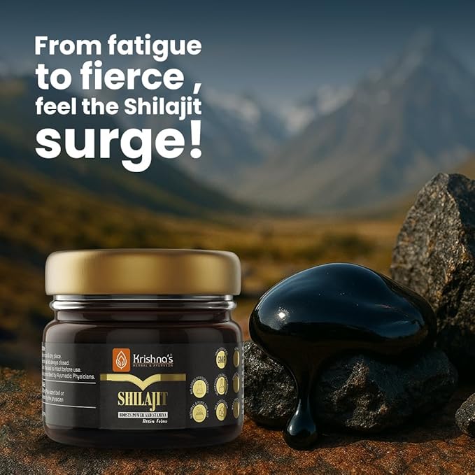 Krishna's Herbal &amp Ayurveda Pure Shilajit/Shilajeet Original Resin Pack of Stamina Booster Himalayan Sudh Shilajit -30 gm