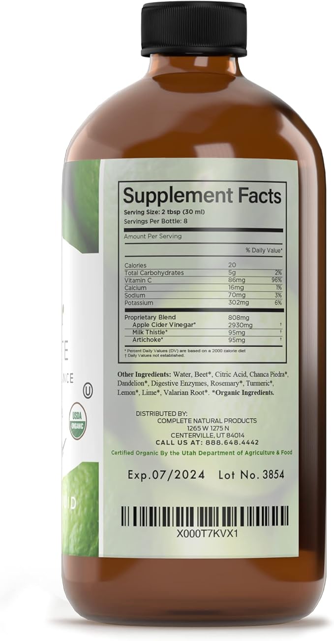 Liver Complete 8oz Organic Liquid Concentrate - Liver Cleanse &amp Digestive Bitters Vinegar Supplement