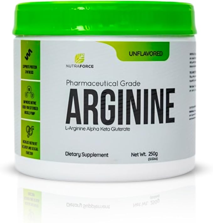 NutraForce Pharmaceutical Grade ARGININE L-Arginine Alpha-Keto Glutarate Powder - Promotes Protein Synthesis Dietary Supplement Unflavored 250g