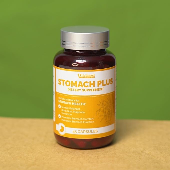 Stomach Plus Stomach Lining Support Gastritis Relief Stomachache Support Gastric Upset ReliefMotility Support with Galangal Dong Quai Cinnamon &amp Magnolia - 90 Capsules