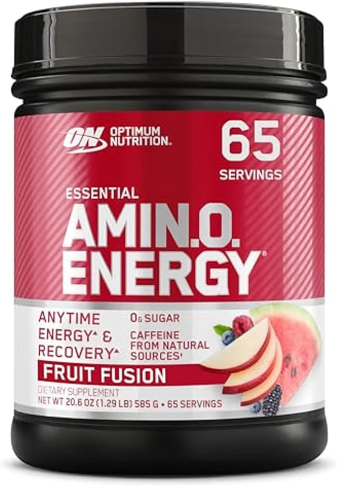 Optimum Nutrition Amino Energy - Pre Workout with Green Tea BCAA Amino Acids Keto Friendly Green Coffee Extract Energy Powder - Fruit Fusion 65 Servings (Packaging May Vary)