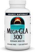 Source Naturals Mega-GLA 300 - Borage Seed Oil That is Hexane-Free - 120 Softgels