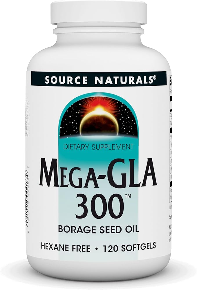 Source Naturals Mega-GLA 300 - Borage Seed Oil That is Hexane-Free - 120 Softgels
