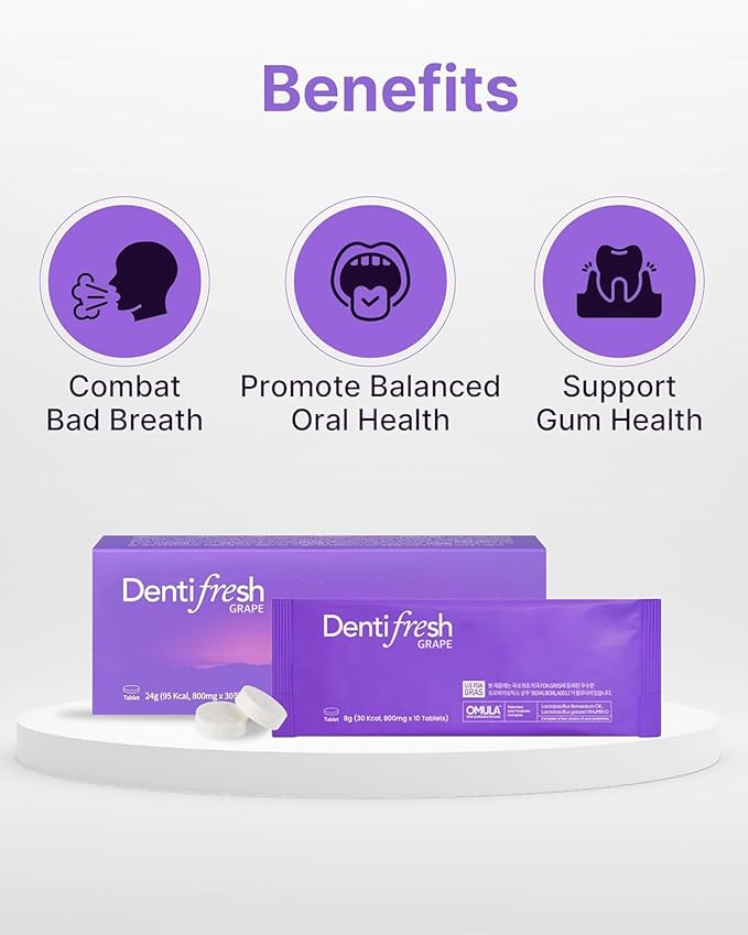 K-Nutra Dentifresh Grape Xylitol Tablets 30 Count + Yummy Tummy Kids Probiotics 30 Sticks Bundle with 4 Billion CFU Oral Care and 30 Billion CFU Digestive Support