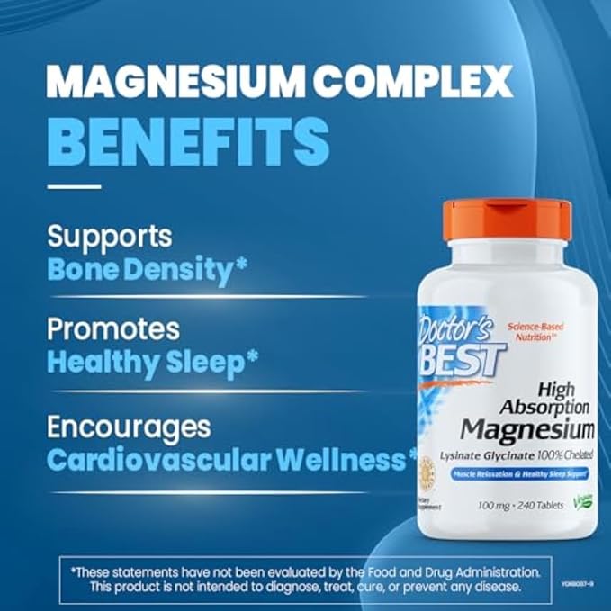 Jarrow Formulas Saccharomyces Boulardii Probiotics + MOS 5 Billion CFU Probiotic Yeast &amp Doctor's Best High Absorption Magnesium Glycinate Lysinate