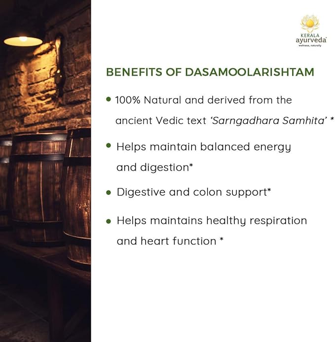 Kerala Ayurveda Dasamoolarishtam - 15.2 Fl Oz | Herbal Digestive Wellness Supplement | Gut Health Support for New Moms | Supports General Health and Wellbeing | Supports Cognitive Function