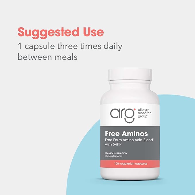 Allergy Research Group Free Aminos Supplement - Lean Muscle Mass Support Vegetarian Capsules - 100 Count