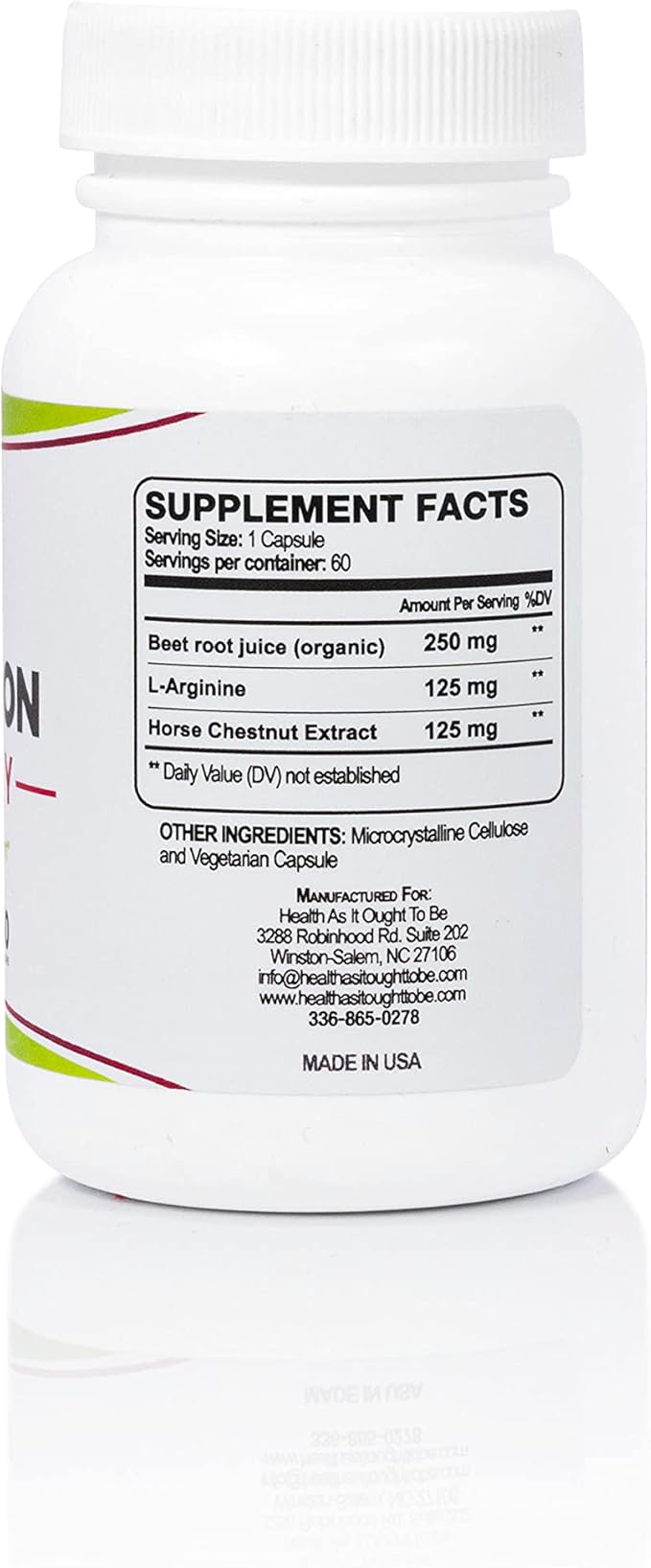 Health As It Ought To Be Circulation Syn3rgy Supplement | Physician Formulated Capsules with Beet Root L-Arginine Horse Chestnut | 60 Capsules