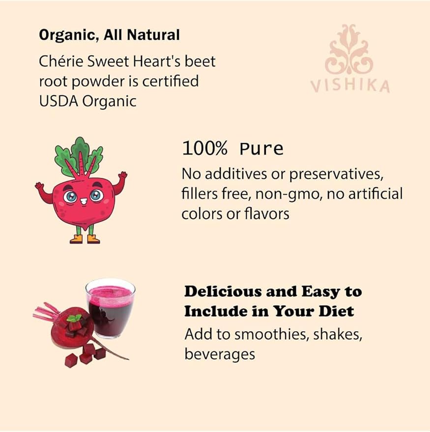 Organic Beet Root Powder 400 GRAM | Concentrated Whole Beet Root Source | High Dietary Nitrates - Raw Superfood Supplements - Great for Vegan Shakes &amp Smoothies - Non-GMO