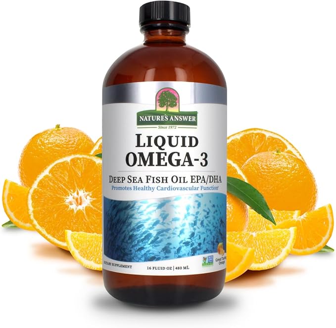 Nature's Answer Liquid Omega-3 | Deep Sea Fish Oil with EPA/DHA Dietary Supplement | Cardiovascular Support | No Preservatives &amp Gluten-Free 16oz
