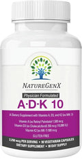 ADK10 – ADK Vitamin Supplement | High Potency Vitamins A D3 (10000 IU) &amp K2 MK-7 for Bone Heart &amp Immune Health | 90 Tiny Capsules | 3 Month Supply | Non-GMO Gluten Free