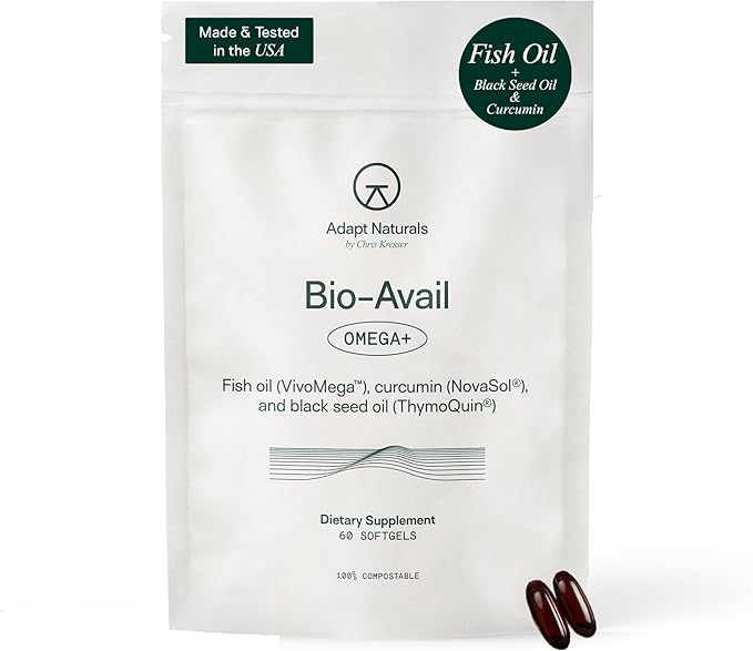 Adapt Naturals Omega 3 Fish Oil Supplement with Bioavailable Curcumin &amp Black Seed 1500mg Fish Oil EPA DHA Omega 3 Fatty Acids to Support Joints Muscles &amp Heart | Unflavored - 30 Days Supply