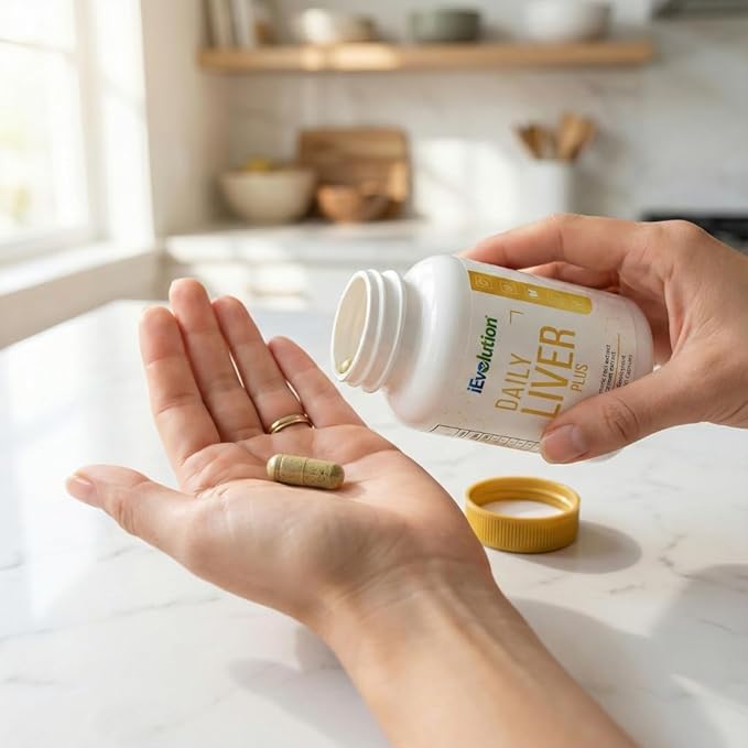 Daily Liver Plus Liver | 60 Capsules Liver Cleanse Detox &amp Support Supplement with Milk Thistle Dandelion Turmeric Artichoke for Enhanced Liver Health &amp Repair - Ideal for Daily Use