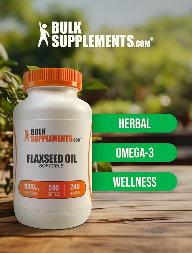 BulkSupplements.com Flaxseed Oil Softgels - Flaxseed Supplement Flaxseed Oil 1000mg Softgels - Herbal Supplement Gluten Free 1 Softgel per Serving 240 Count (Pack of 1)