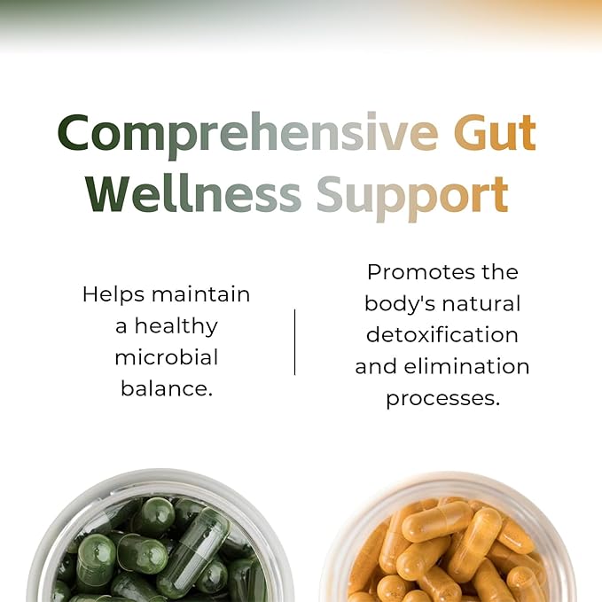 Elyra Gut Health Supplements Gut Health Supports Digestive Balance for Women and Men Energy &amp Immune Health 50 + 120 Vegetarian Capsules (Gut Health + Spirulina)