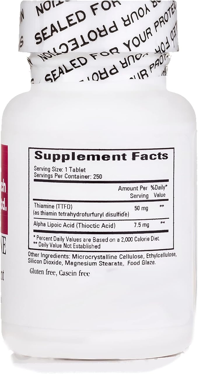Cardiovascular Research Lipothiamine B Supplement 250 Tablets - Vitamin B1 Now with Alpha Lipoic Acid - 1 X 250 Count