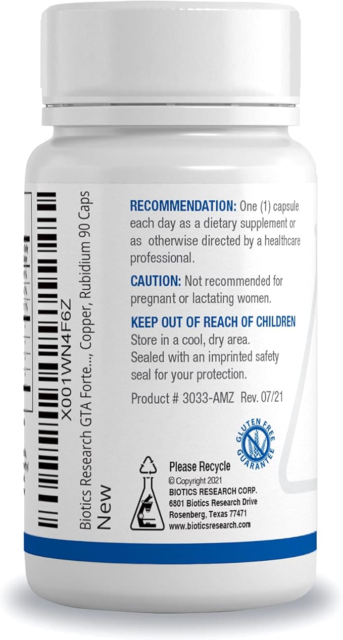 Biotics Research GTA-Forte® – Endocrine Glands Support Promotes Optimal Hormonal Balance Contains Porcine Glandular Phytochemically Bound Trace Elements™ Zinc Selenium Copper Rubidium 90 Caps