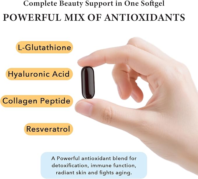 Liposomal Glutathione Softgels Enhanced Absorption - Liposomal Delivery Active Form L-Glutathione Cellular Immune Function &amp Liver Detox Rich in Antioxidant Formula Gluten Free 60 Softgels