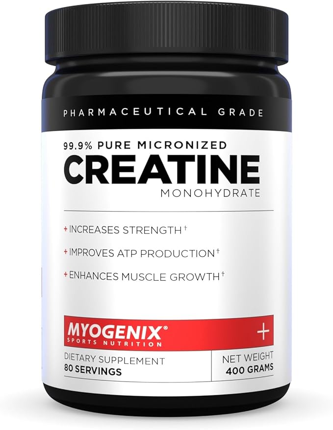 Myogenix Creatine Monohydrate – Pure Creatine Powder for Strength &amp Endurance – Supports ATP Production &amp Muscled Strength – No Additives – Unflavored (80 Servings)