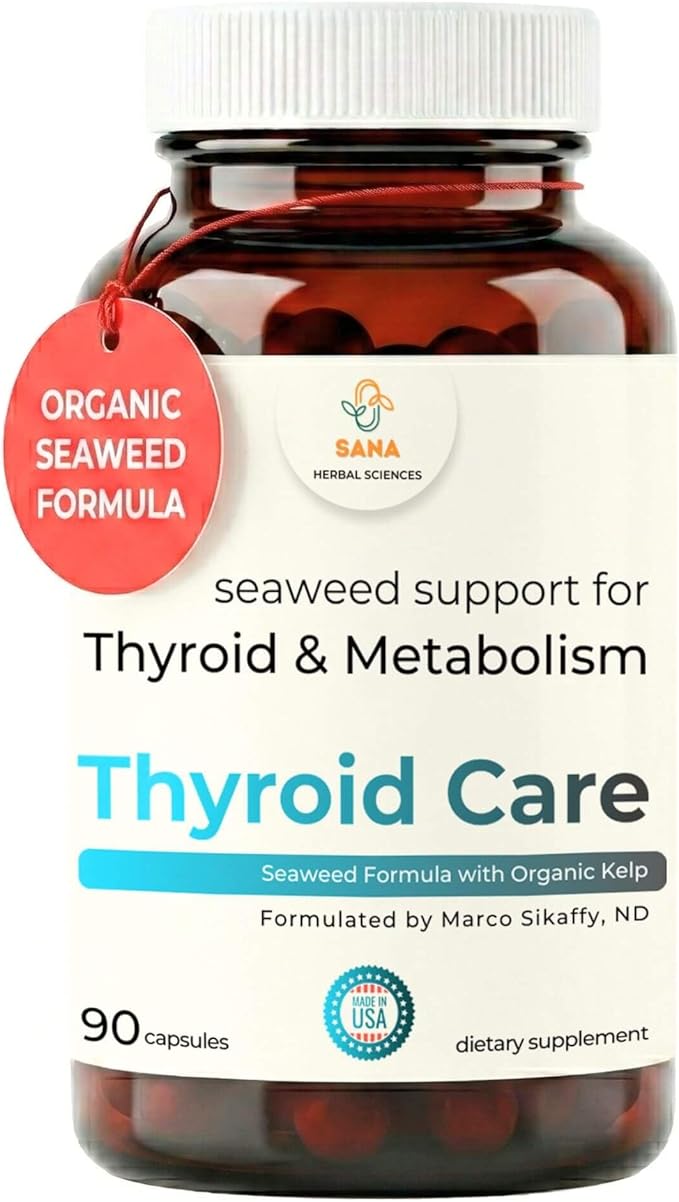 Thyroid Support Supplement for Women &amp Men – Organic Seaweed Iodine Formula with Kelp Bladderwrack &amp Dulse – Plant-Based No Synthetic Iodine – Supports Healthy Thyroid Function – 90 Capsules