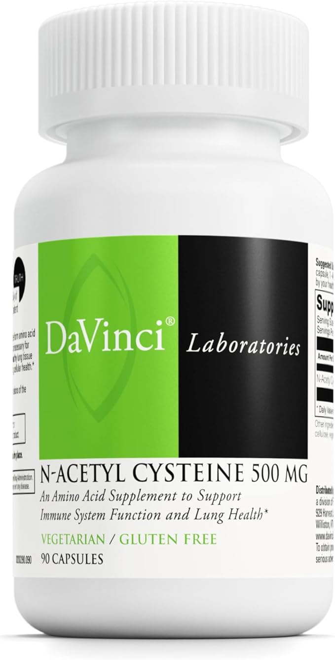 DAVINCI Laboratories - N-Acetyl Cysteine 500 mg - an Amino Acid Supplement to Support Immune System Function and Lung Health - Vegetarian Gluten-Free - 90 Capsules