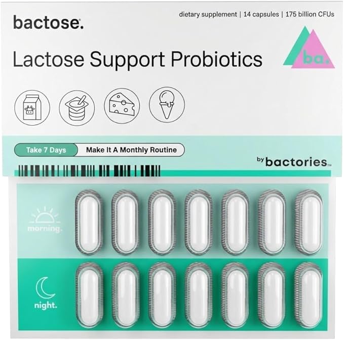 BACTOSE® 7-Day - Lactose Support Probiotics – Designed for Dairy Consumers – 14 Capsules (Repeat Monthly)