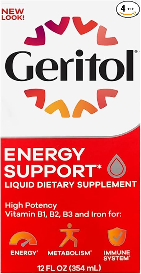 Geritol Liquid Supplement B-Vitamins &amp Iron 12 Fluid Ounce (Pack of 4)