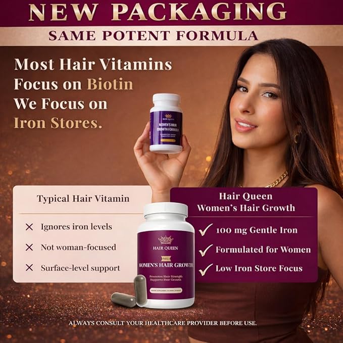 Iron Supplement for Hair Growth – Ferrochel® 100mg Iron Zinc Biotin &amp Vitamin C – Ferritin &amp Hair Loss Support for Women – Vegan – 30 Capsules