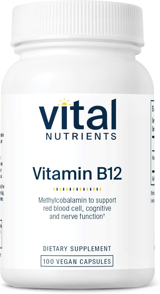Vital Nutrients Vitamin B12 1000mcg - Vegan - Methylcobalamin for Metabolism Cognitive &amp Nervous System Health* - High-Potency B12 Supplement - Gluten Dairy Soy Free - 100 Capsules