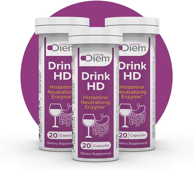 Omne Diem DrinkHD 20 Count 3 Pack - Diamine Oxidase - DAO Enzyme in a convienant Carry Package.