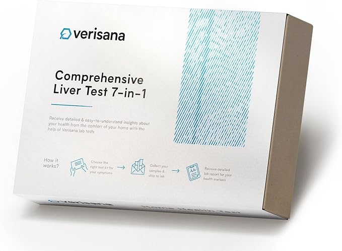 Verisana Liver Test – At-Home Liver Health &amp Function Check – 7 Biomarkers Including AST ALT GGT AST/ALT Ratio HbA1c HsCRP TBILI – CLIA-Certified Lab