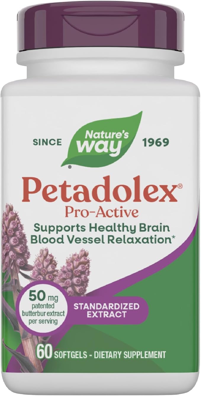 Nature's Way Petadolex Pro-Active Blood Vessel Health and Relaxation in the Brain with Patented Butterbur* 60 Softgels