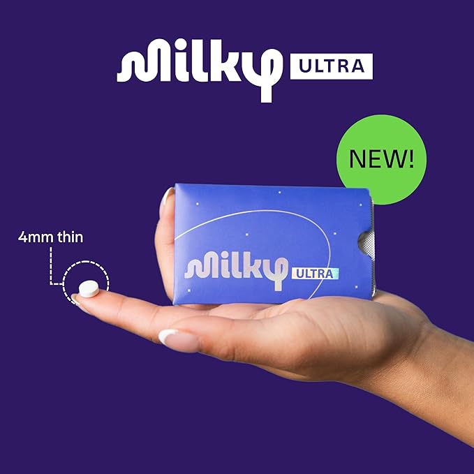 Milky Ultra Lactose Intolerance Pills - 21000 FCC - Extra Strength Dairy Relief for Lactose Intolerance - Lactase Enzyme Tablets - Portable Credit Card Sleeves (96 Count - Astral Violet)