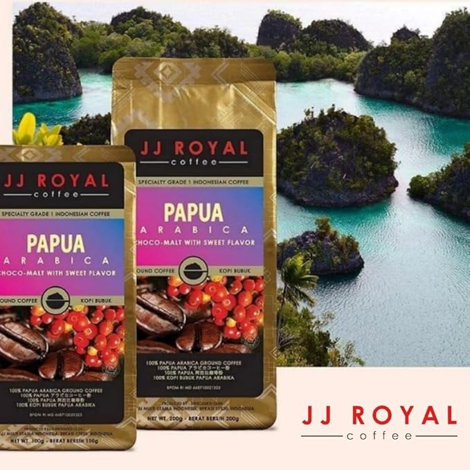 JJ Royal Coffee Papua Arabica 200g Ground Coffee (Pack of 4)