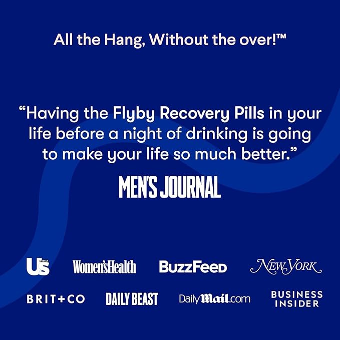 Flyby Recovery Supplement - All The Hang Without The Over!™ - with DHM Milk Thistle Vitamin C Activated Charcoal and Apple Cider Vinegar - Pre &amp Post Drinking Formula (240 Count)
