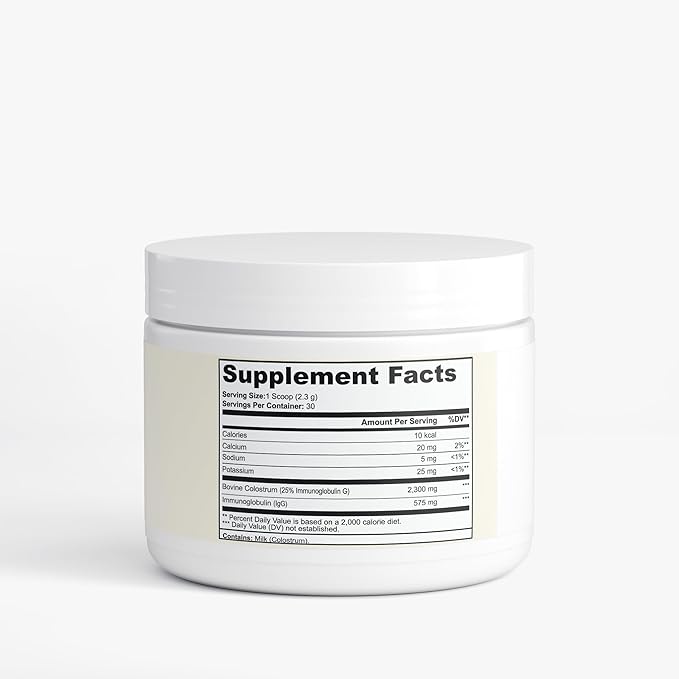 Unflavored Colostrum Supplement Powder for Gut Health Immune Support Muscle Recovery &amp Wellness | 2.300mg Bovine Colostrum Superfood 30 Servings