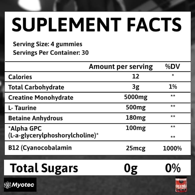 Creatine Monohydrate Gummies for Men &amp Women-5g of Creatine Monohydrate per Serving- Increase Strength and Build MuscleSugar Free 120 Count