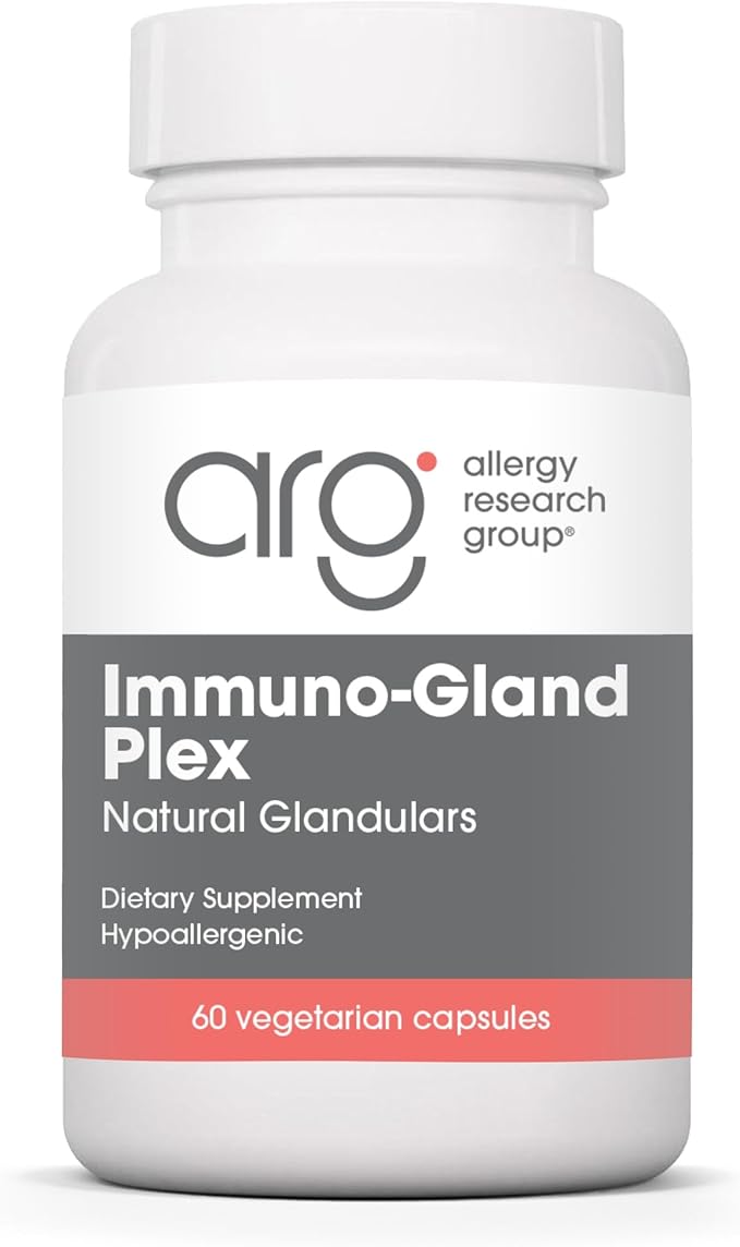 Allergy Research Group ARG Immuno-Gland Plex - Multi-Organ Glandular Blend - Immune Health &amp Vitality Support - Freeze-Dried Vegetarian Capsules - Hypoallergenic Formula - 60 Servings - 60 Capsule