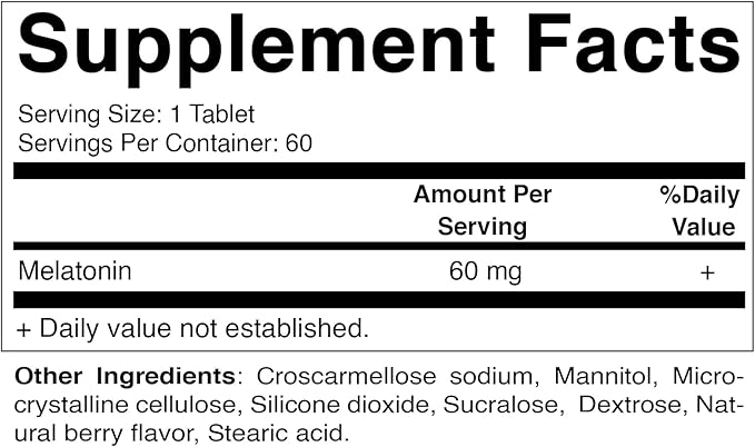 Vitamatic Melatonin 60mg with B6 Magnesium L-Theanine L-Tryptophan 5-HTP GABA Valerian Chamomile Passion Flower Ashwagandha &amp Black Pepper