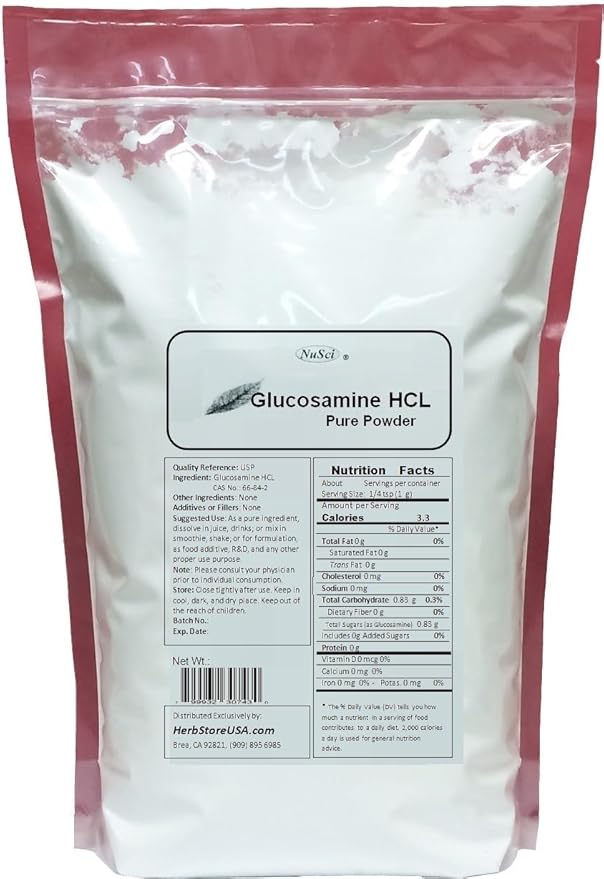 Glucosamine HCL Powder Bulk Pure (500 g (1.1 lb)) Also Called D-Glucosamine HCL