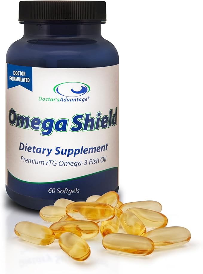 Doctor's Advantage Omega Shield Supplement - 60 Softgels 30-Day Supply - Premium Mercury-Free Triglyceride Omega 3 Fish Oil for Optimal Heart and Eye Health
