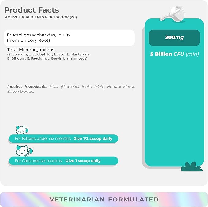 Lysine + Probiotics &amp Prebiotics for Cats - Immune Support Eye Function Bowel Function &amp Gut Health.