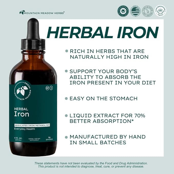 Mountain Meadow Herbs Herbal Iron - 2 oz - Gentle Herbs to Support and Regulate Iron Metabolism and Absorption
