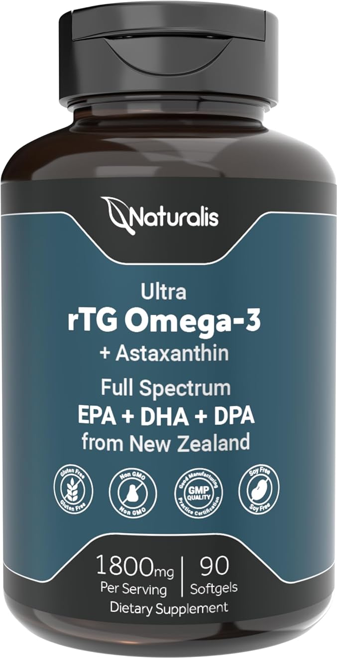 Naturalis Ultra rTG Omega 3 Fish Oil 1800mg from Wild New Zealand Tuna | IFOS Certified &amp Sustainably Sourced | Full Spectrum Omega3s EPA DHA &amp DPA | 90 Softgels