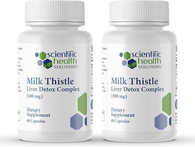 Milk Thistle Liver Detox Complex – Clinical-Grade Liver Support Supplement with Turmeric Dandelion Beet Picrorhiza Black Pepper – Phase I &amp II Detox – 60 Capsules – Non-GMO (2-Pack)