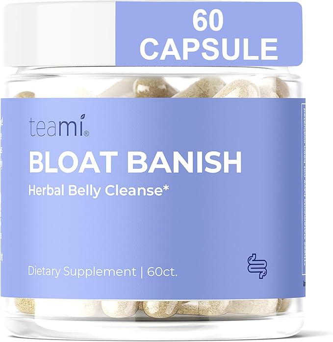 Teami Bloat Banish Fast Gas and Bloating Relief for Women - Debloat Pills to Support Digestion Ensuring Regularity &amp Constipation Relief - Natural Herbal Belly Cleanse with Digestive Enzymes