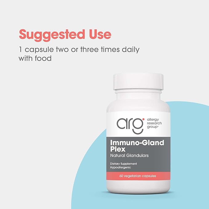 Allergy Research Group ARG Immuno-Gland Plex - Multi-Organ Glandular Blend - Immune Health &amp Vitality Support - Freeze-Dried Vegetarian Capsules - Hypoallergenic Formula - 60 Servings - 60 Capsule