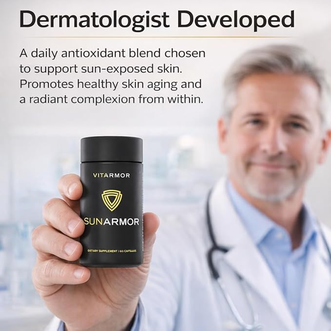 SunArmor Dietary Supplement with 240mg Polypodium Leucotomos Fights the Signs of Photoaging Dermatologist Developed 60 Capsules