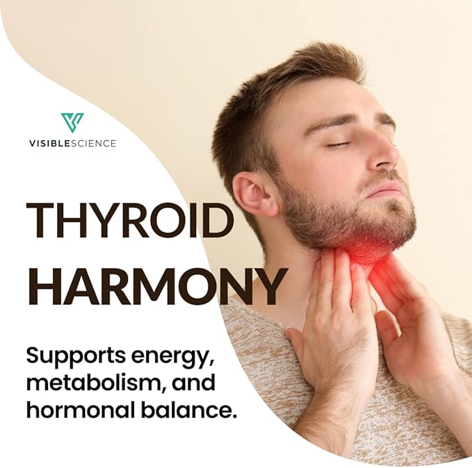 Thyroid Support – Energy Focus &amp Metabolism Supplement with Iodine Selenium Ashwagandha B12 &amp Zinc – Non-GMO 60 Capsules