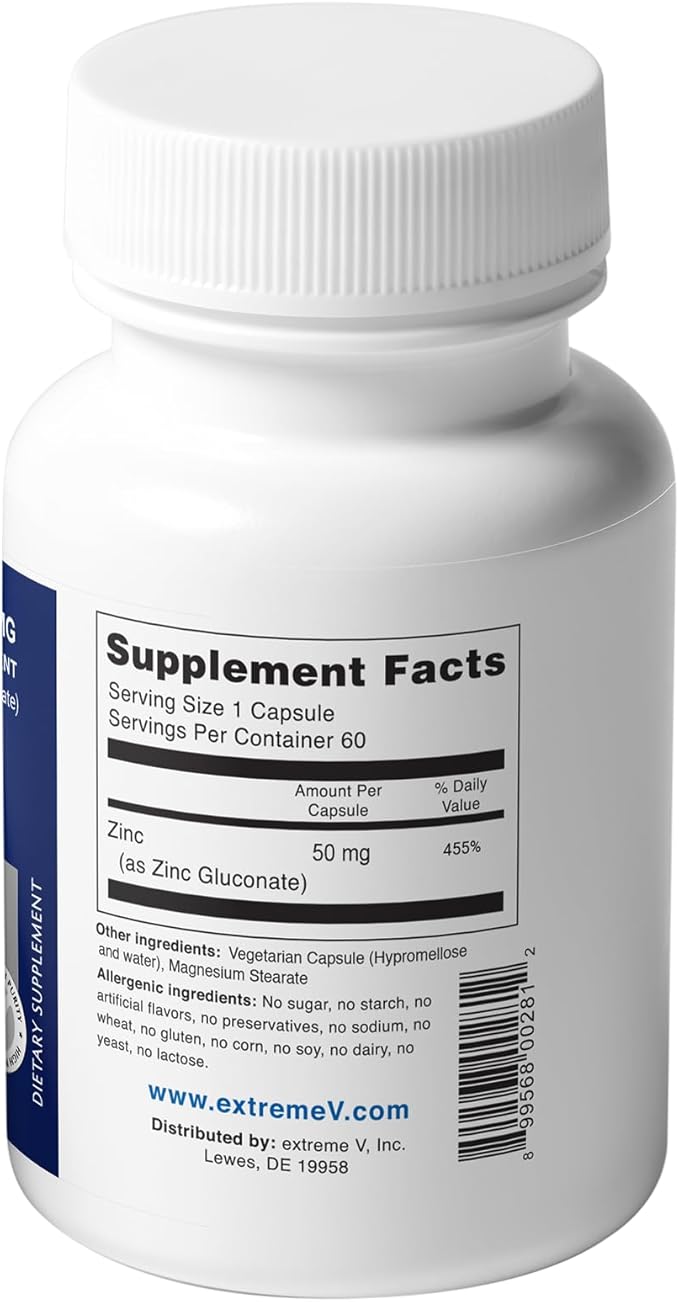 Gluzin - Zinc Gluconate 50 mg 60 Capsules